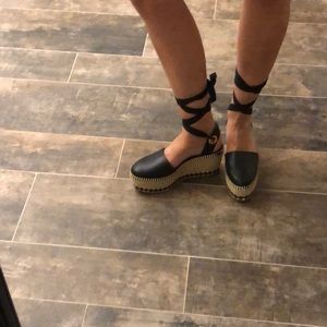 Tory Burch Black leather espadrilles